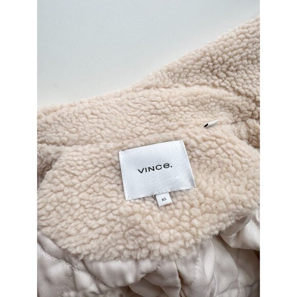 VINCE Beige Polyester Teddy Button Front Boxy Sherpa Jacket, Size XS - Picture 14 of 16